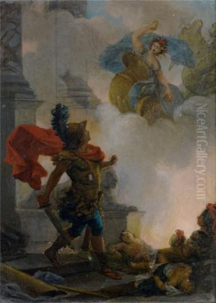  Medee Apres Avoir Poignarde 
Les Deux Enfants Qu'elle Avait Eus De Jason, Met Le Feu A Son Palais Et 
Se Sauve A Athenes  Oil Painting by Jean-Baptiste Regnault