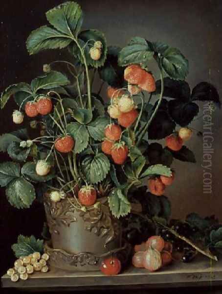 Still life with strawberries Oil Painting by W. Weiss