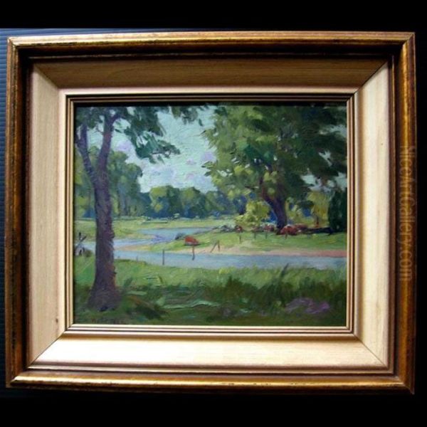 Cattle Grazing Oil Painting by George Agnew Reid