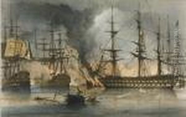 Illustrations Of The Battle Of Navarin Oil Painting by George Philip Reinagle