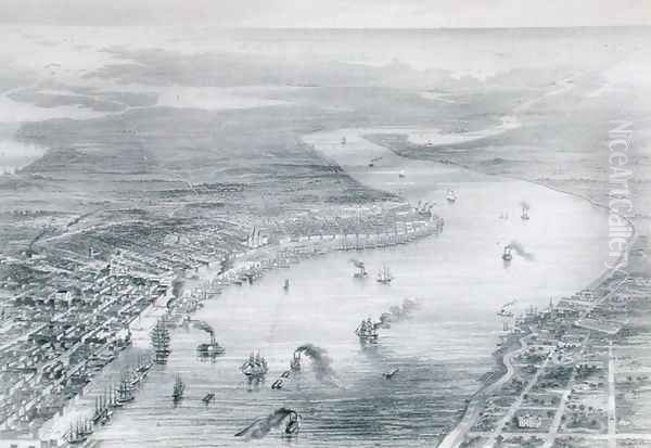 Bird's-Eye View of New Orleans, from The History of the United States, Vol. II, by Charles Mackay, engraved by W. Ridgeway, c.1830 Oil Painting by Wells, J.