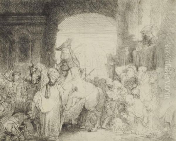 The Triumph Of Mordecai Oil Painting by Rembrandt Van Rijn