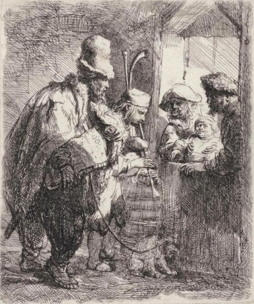 The Strolling Musicians Oil Painting by Rembrandt Van Rijn