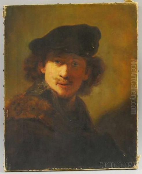 Self-portrait With Velvet Beret And Furred Mantle Oil Painting by Rembrandt Van Rijn