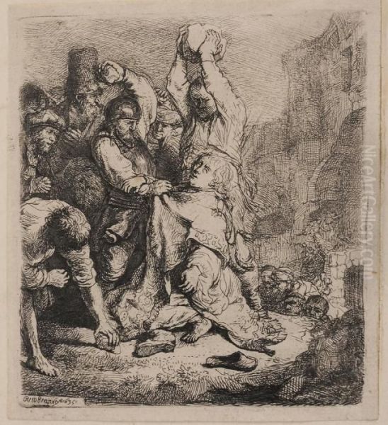 The Stoning Of Stephen Oil Painting by Rembrandt Van Rijn