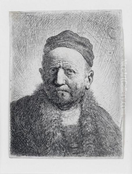 Man Wearing A Close Cap: Bust Oil Painting by Rembrandt Van Rijn