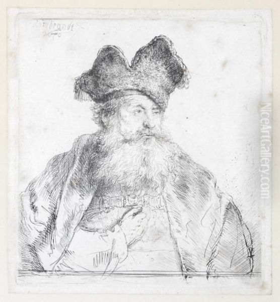 Old Man With A Divided Fur Cap Oil Painting by Rembrandt Van Rijn