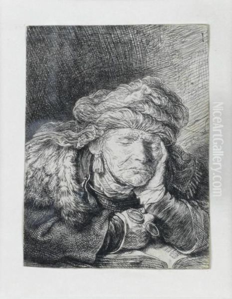 Old Woman Sleeping Oil Painting by Rembrandt Van Rijn