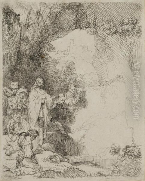 The Raising Of Lazarus: Small Plate Oil Painting by Rembrandt Van Rijn