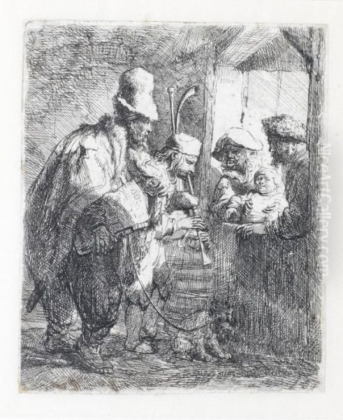 The Strolling Musicians Oil Painting by Rembrandt Van Rijn