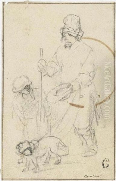 Blind Beggar With A Boy And A Dog Oil Painting by Rembrandt Van Rijn