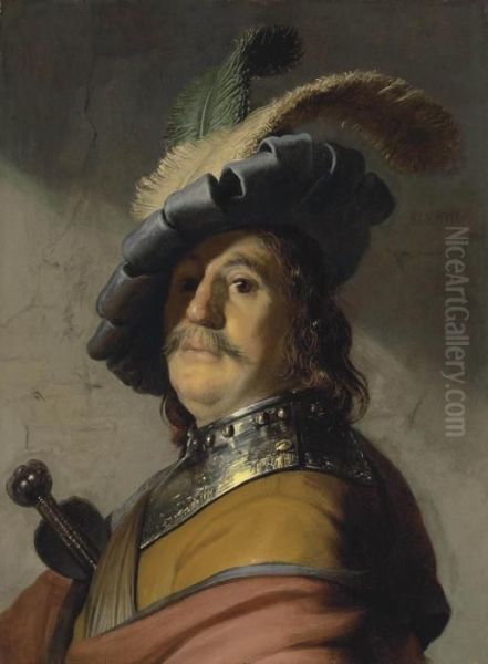 A Man In A Gorget And Cap Oil Painting by Rembrandt Van Rijn