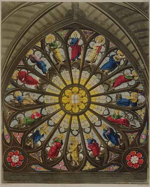 The North Window, plate D from Westminster Abbey, engraved by Frederick Christian Lewis (1779-1856) pub. by Rudolph Ackermann (1764-1834) 1812 Oil Painting by White, William Johnstone