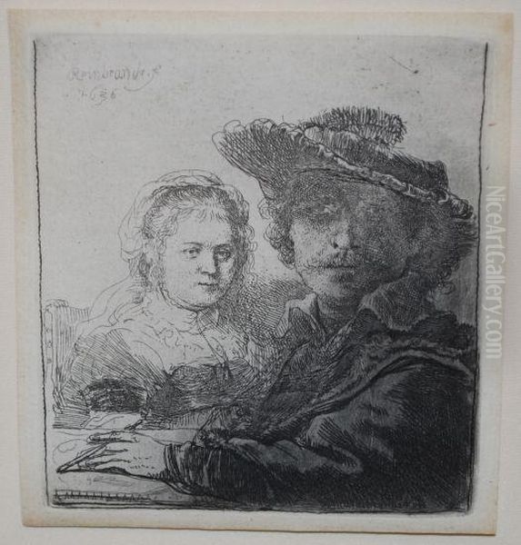 Self Portrait With Saskia Oil Painting by Rembrandt Van Rijn