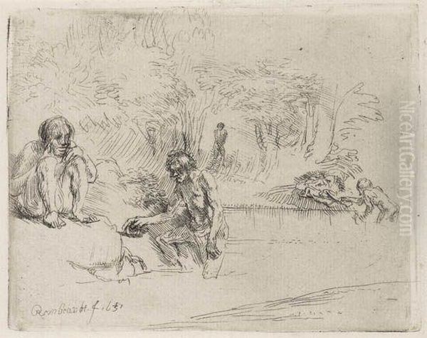 The Bathers Oil Painting by Rembrandt Van Rijn