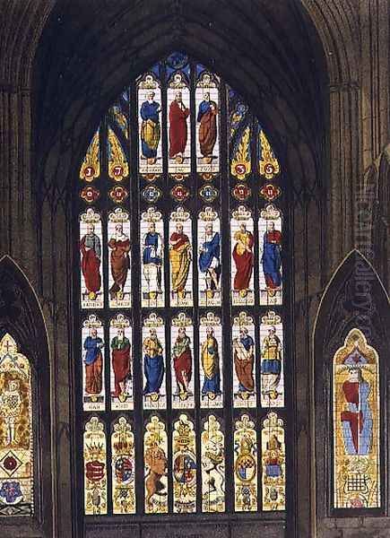 The West Windows, plate C from Westminster Abbey, engraved by J.R. Hamble (fl.1775-1825) pub. by Rudolph Ackermann (1764-1834) 1812 Oil Painting by White, William Johnstone