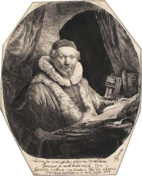 Portrait Jan Uijtenbogaert - Prediger Der Remonstranten Oil Painting by Rembrandt Van Rijn