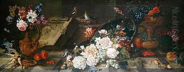 Still Life with Flowers and Fruit, c.1785-87 Oil Painting by Johann Amandus Winck