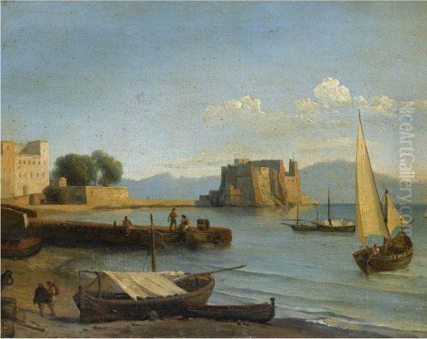 Castell Dell'ovo, Naples Oil Painting by Jean-Charles Joseph Remond