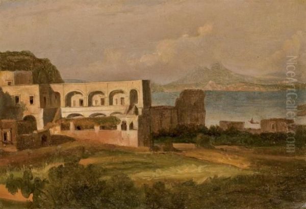 Vue De L'ile D'ischia Avec La Baie De Naples Oil Painting by Jean-Charles Joseph Remond