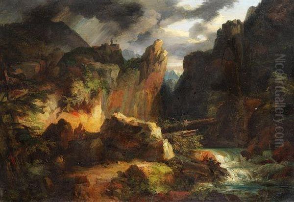 Zugeschrieben - Gewitterlandschaft Oil Painting by Jean-Charles Joseph Remond