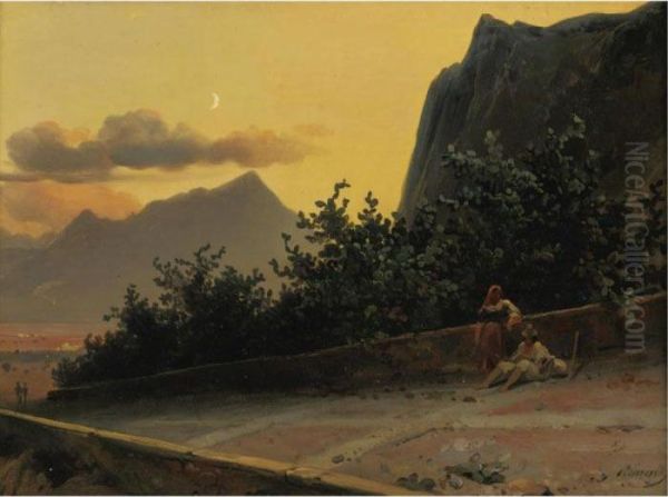 The New Moon Oil Painting by Jean-Charles Joseph Remond