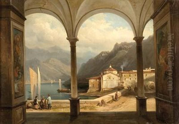 Blick Auf Den Franziskanerkonvent In Lugano Oil Painting by Jean-Charles Joseph Remond