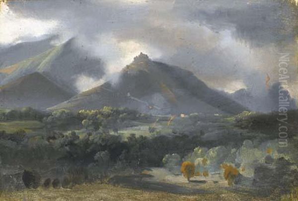 Un Paysage Montagneux Sous Un Ciel Orageux Oil Painting by Jean-Charles Joseph Remond