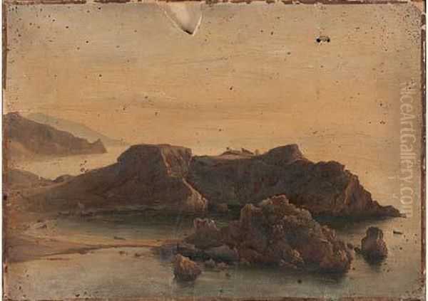 Le Cap Sant'andrea Pres De Taormine, Sicile Oil Painting by Jean-Charles Joseph Remond