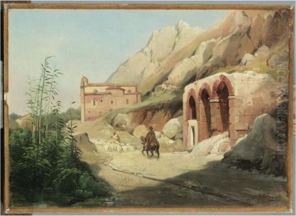 Ruines Romaines Pres De Palerme Oil Painting by Jean-Charles Joseph Remond