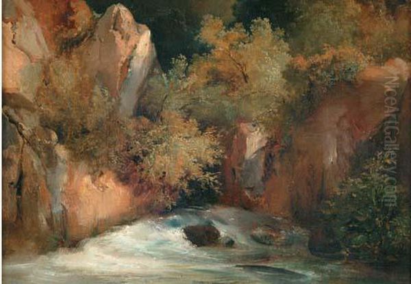 Torrent Avec Des Rochers, Les Gorges De La Cere, Cantal Oil Painting by Jean-Charles Joseph Remond