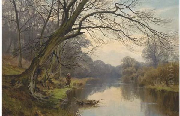 On The Bank Of A Tranquil River Oil Painting by Jean-Charles Joseph Remond