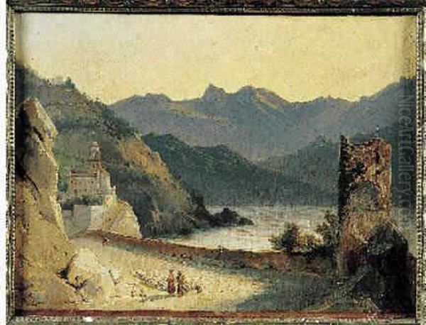 Paysage De La Cote Amalfitaine Oil Painting by Jean-Charles Joseph Remond