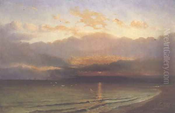 Sunset on the Yorkshire Coast Oil Painting by Richard Weatherill