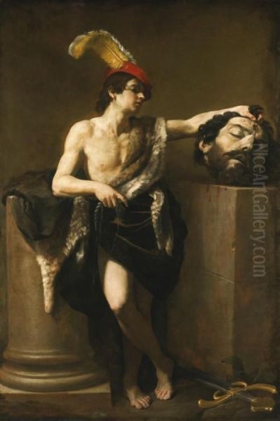 David With The Head Of Goliath Oil Painting by Guido Reni