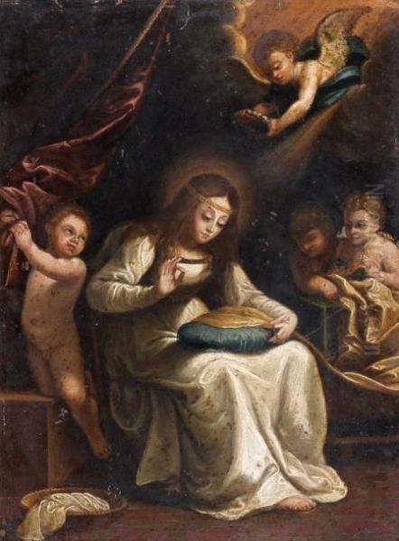 La Vierge Cousant Oil Painting by Guido Reni