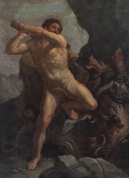 Hercules Vanquishing The Hydra Oil Painting by Guido Reni