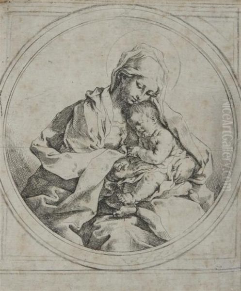 Vierge Et Enfant Dans Un Cercle Oil Painting by Guido Reni