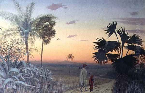 Sunset over Palm Trees, 1897 Oil Painting by Constance Wenlock