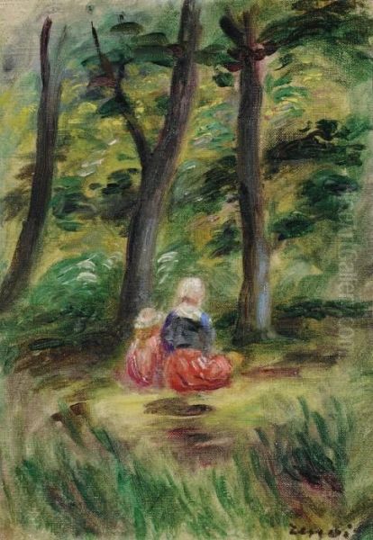 Femme Et Enfant Dans Un Paysage Oil Painting by Pierre Auguste Renoir