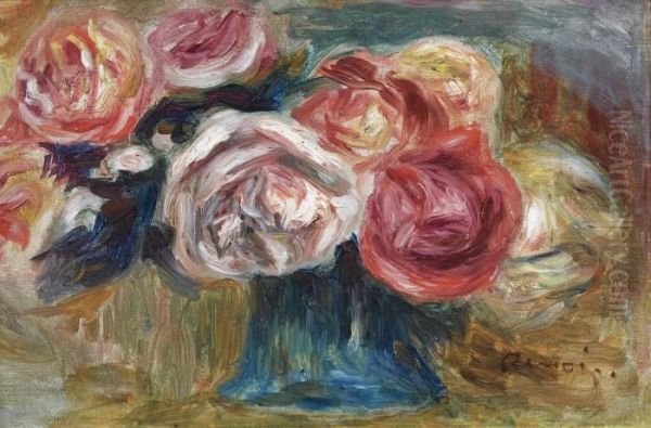 Bouquet De Roses Dans Un Vase Oil Painting by Pierre Auguste Renoir