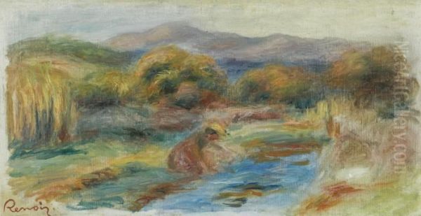 Laveuse Dans Un Paysage Oil Painting by Pierre Auguste Renoir