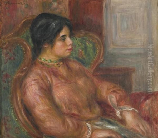 Femme Au Fauteuil Vert Oil Painting by Pierre Auguste Renoir