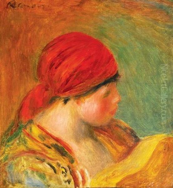 Jeune Femme Au Fichu Oil Painting by Pierre Auguste Renoir