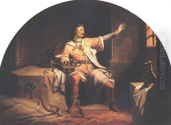 King Solomon in the Prison 1847 Oil Painting by Henrik Weber