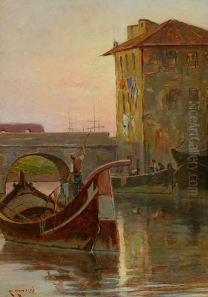 Vecchia Livorno Scomparsa Oil Painting by Renuccio Renucci