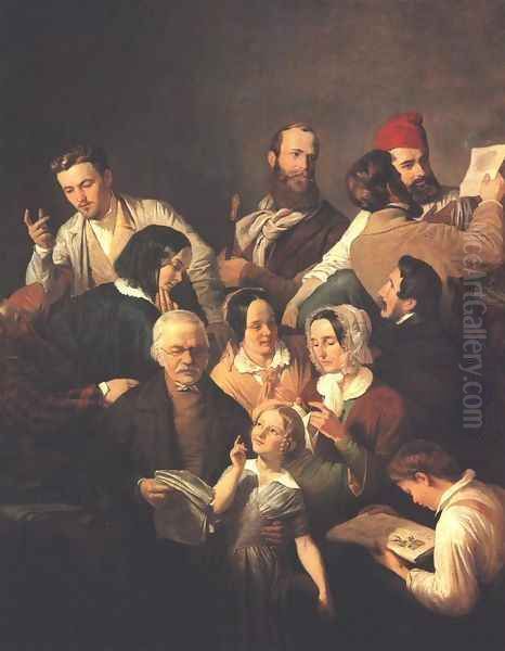 The Weber Family 1846 Oil Painting by Henrik Weber