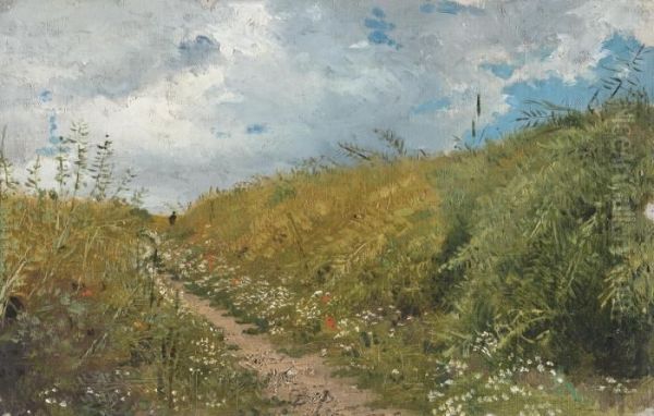 Road Through A Dell Oil Painting by Il Ia Efimovich Repin