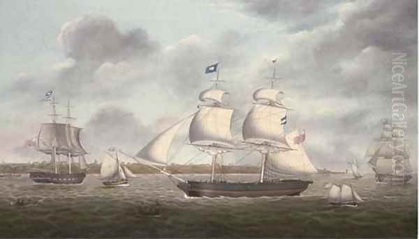 The brigs Mariote and Margaret in the Mersey off the Wirral Oil Painting by Miles Walters