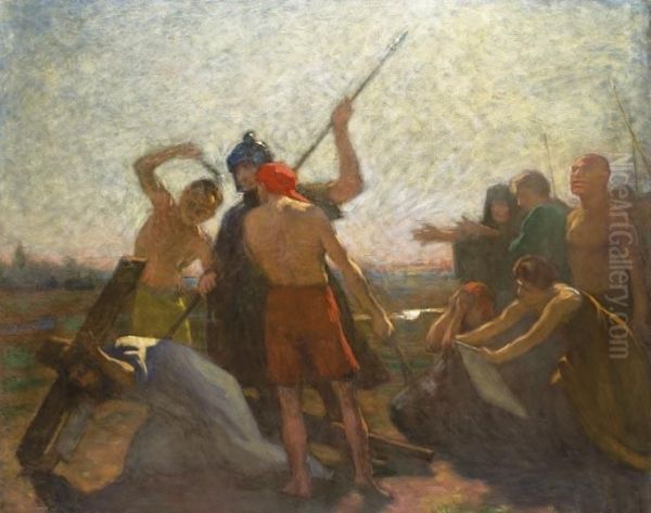 Krisztus Osszeroskad A Kereszt Alatt Oil Painting by Istvan Reti